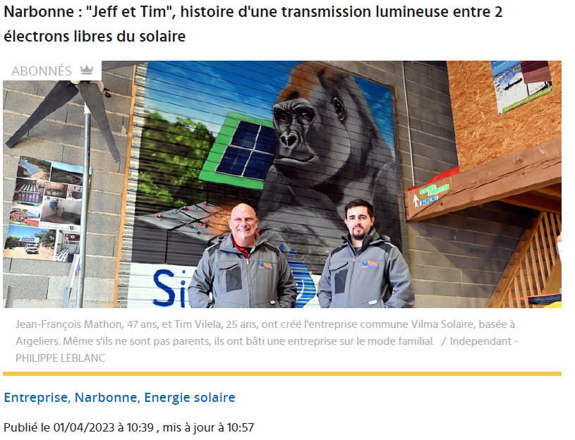 Article de presse sur l'Indépendant